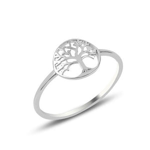 Round Tree of Life Sterling Silver Ring