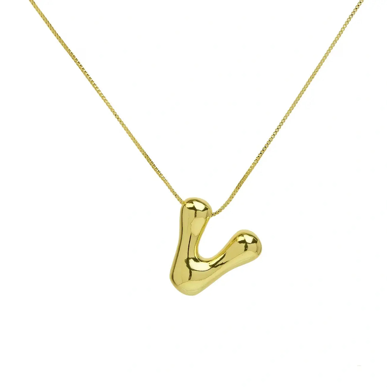 Bubble Letter Pendant Necklace in Stainless Steel – Trendy Minimalist Initial Jewelry for Everyday Style