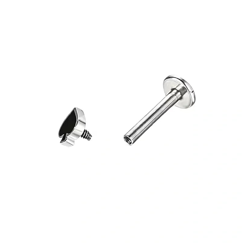Poker Card Cartilage Stud Earrings Set – Stainless Steel Spade Club Heart Diamond Piercing Jewelry