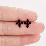 Fleur De Lis Stud Earrings – Stainless Steel Minimalist Earrings for Women, Lightweight Everyday Jewelry