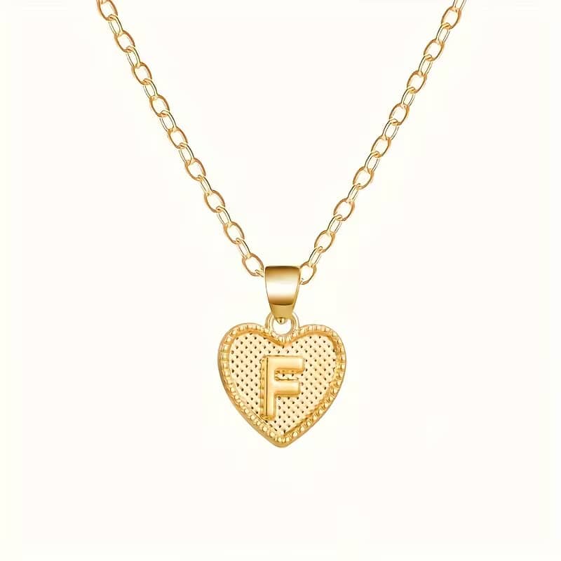 Gold Heart Initial Necklace for Women Stainless Steel Letter Pendant Necklace Personalized Alphabet Jewelry