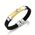 Cross Silicone Bracelet with Modern Stainless Steel Style