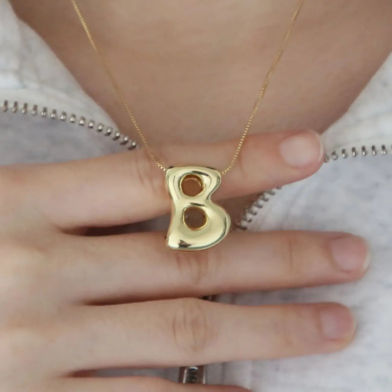 Bubble Letter Pendant Necklace in Stainless Steel – Trendy Minimalist Initial Jewelry for Everyday Style