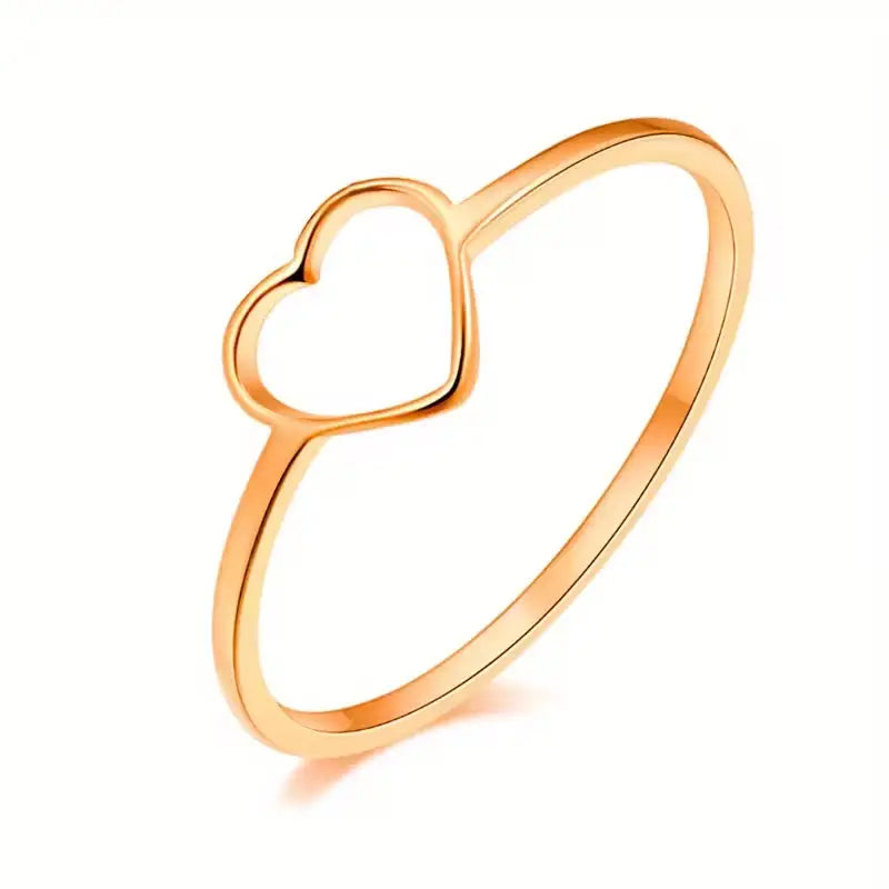 Minimalist Heart Ring – Stainless Steel Open Heart Band Ring for Women, Dainty Everyday Stackable Jewelry