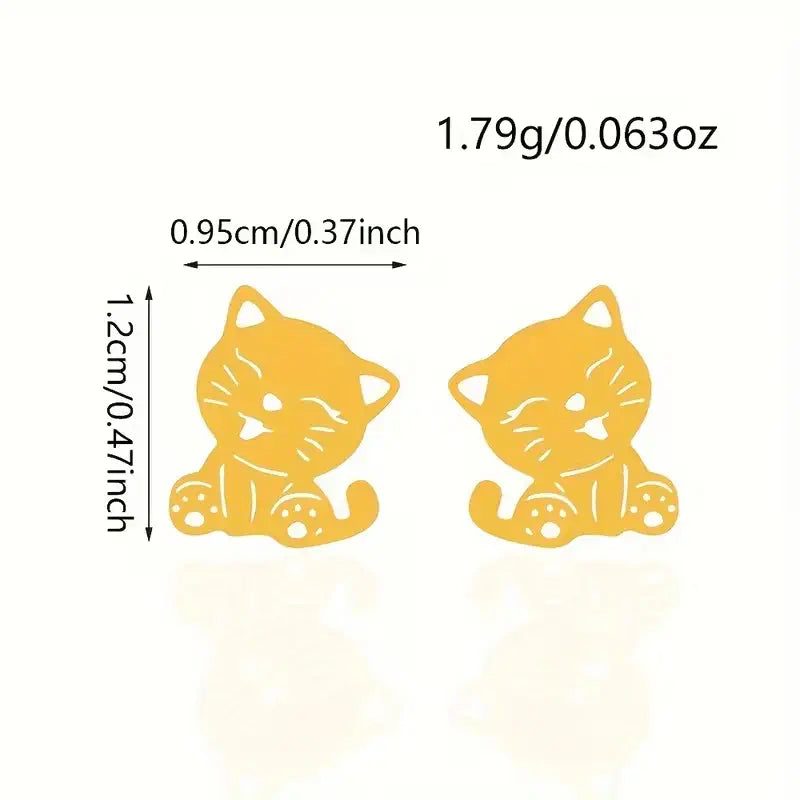 Cute Cat Stud Earrings – Stainless Steel Kitty Earrings for Women, Minimalist Animal Jewelry Gift
