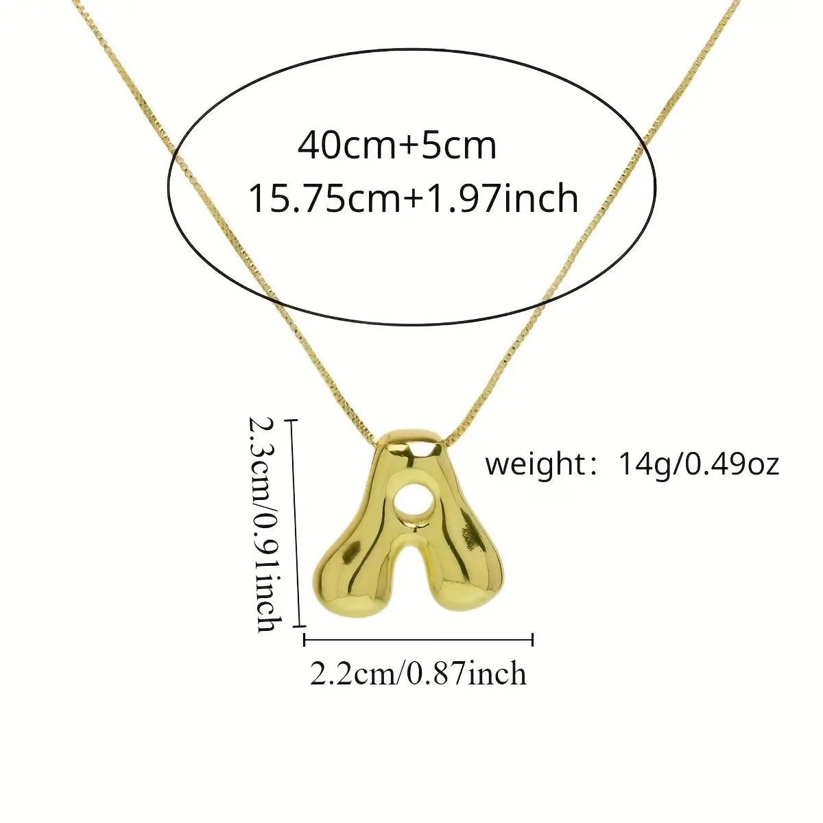 Bubble Letter Pendant Necklace in Stainless Steel – Trendy Minimalist Initial Jewelry for Everyday Style