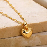 Minimalist Heart Pendant Necklace – Gold Plated Stainless Steel Dainty Necklace for Women, Everyday Jewelry