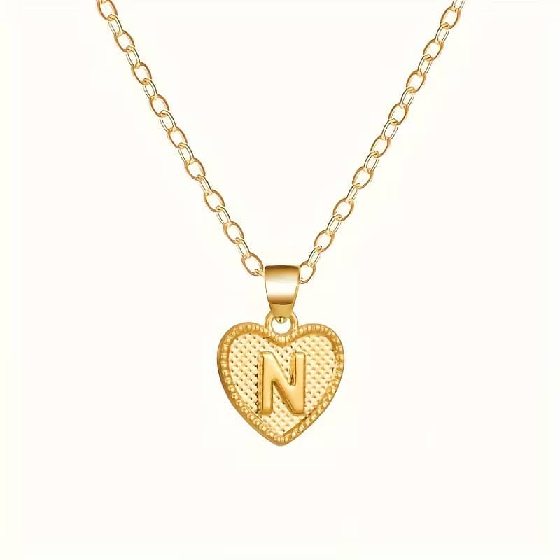 Gold Heart Initial Necklace for Women Stainless Steel Letter Pendant Necklace Personalized Alphabet Jewelry