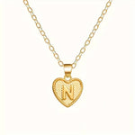 Gold Heart Initial Necklace for Women Stainless Steel Letter Pendant Necklace Personalized Alphabet Jewelry