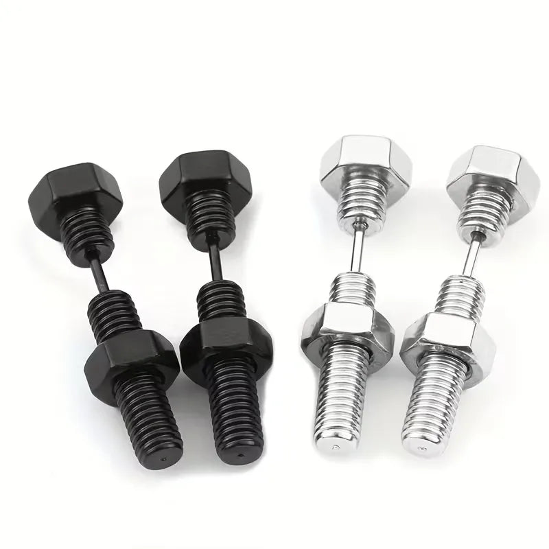 Screw Dumbbell Stud Earrings Stainless Steel Punk Jewelry