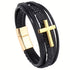 Layered Cross Leather Bracelet with Modern Woven Style