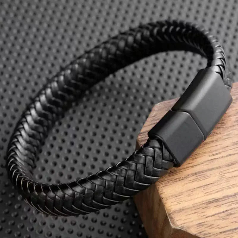 Braided Leather Bracelet with Modern Minimalist Style