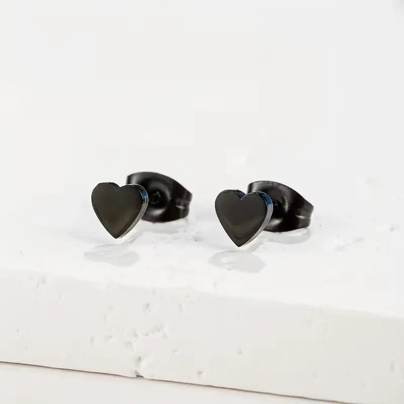 Minimalist Heart Stud Earrings – Stainless Steel Korean Style Earrings for Women, Cute Everyday Jewelry