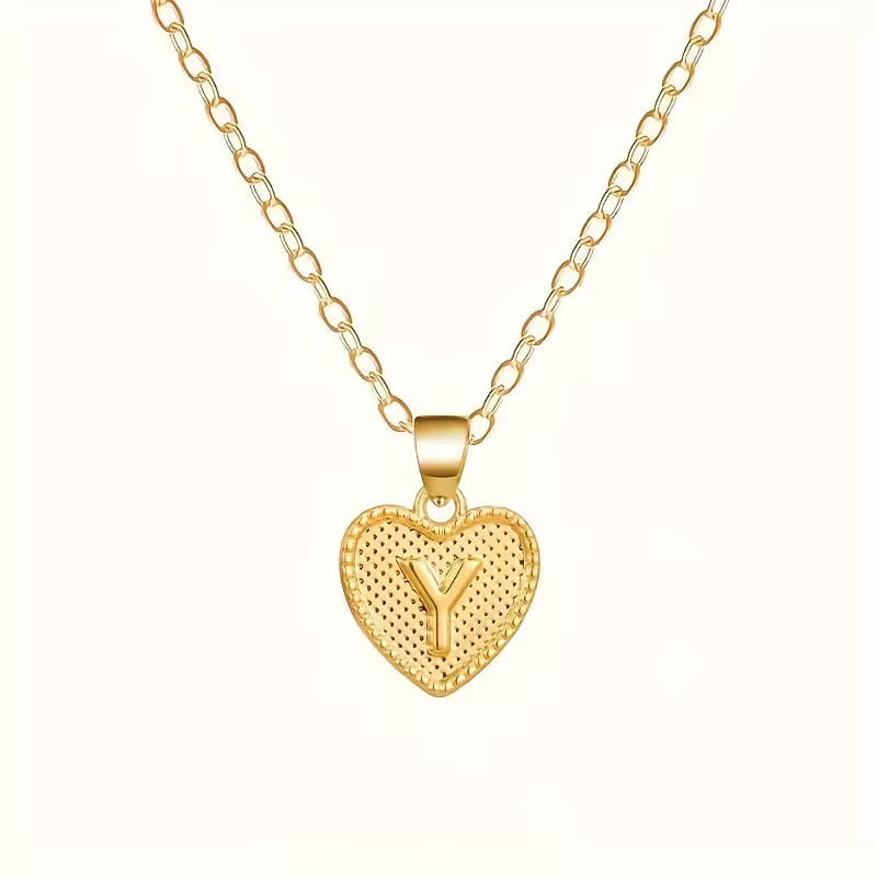 Gold Heart Initial Necklace for Women Stainless Steel Letter Pendant Necklace Personalized Alphabet Jewelry