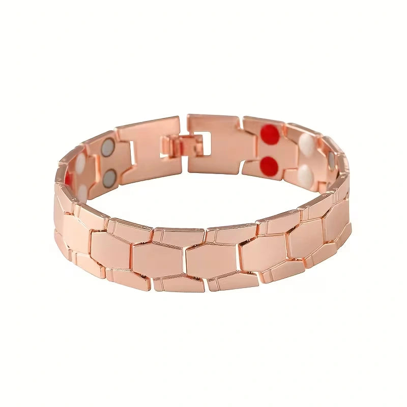Hex Link Magnetic Bracelet with Modern Two-Tone Style