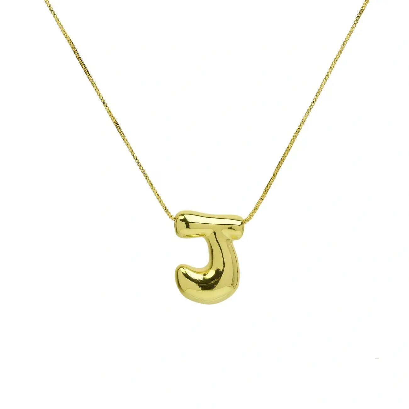 Bubble Letter Pendant Necklace in Stainless Steel – Trendy Minimalist Initial Jewelry for Everyday Style