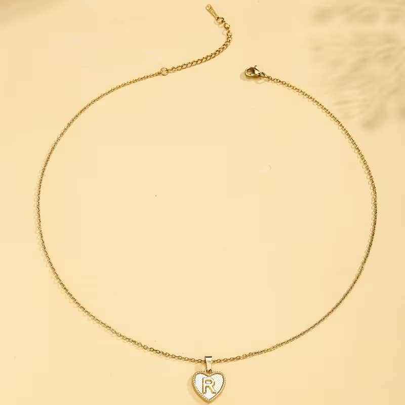 Gold Heart Initial Necklace for Women Stainless Steel Letter Pendant Necklace Personalized Alphabet Jewelry