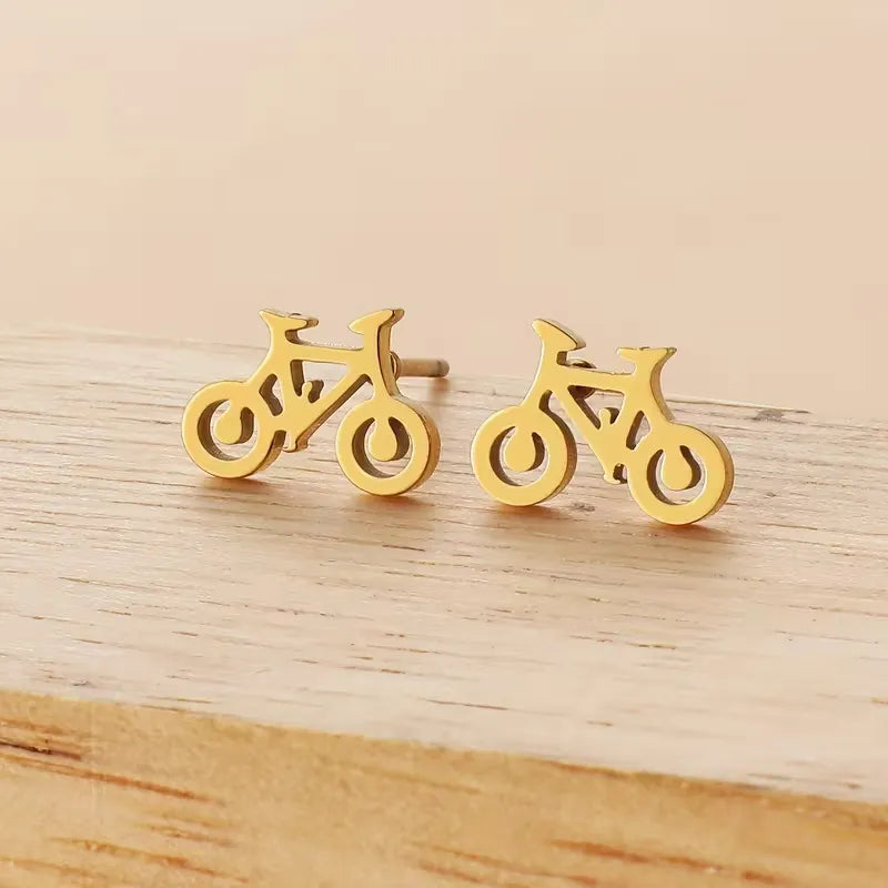 Stainless Steel Bicycle Stud Earrings Set for Women Gift