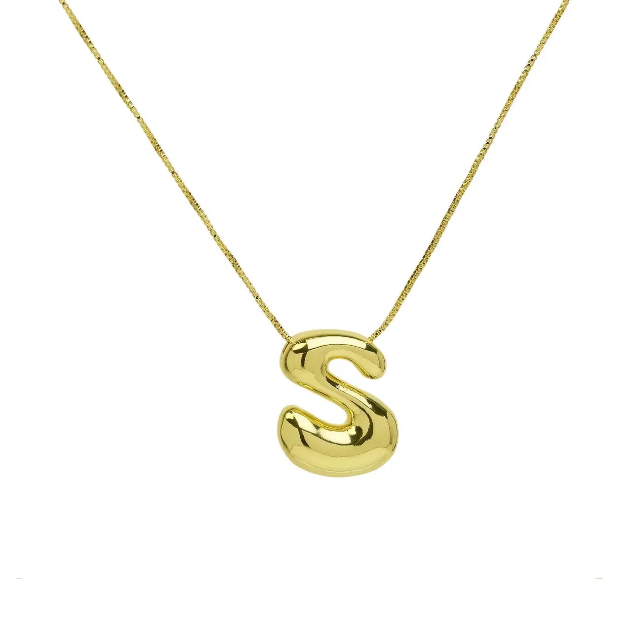 Bubble Letter Pendant Necklace in Stainless Steel – Trendy Minimalist Initial Jewelry for Everyday Style