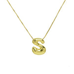 Bubble Letter Pendant Necklace in Stainless Steel – Trendy Minimalist Initial Jewelry for Everyday Style