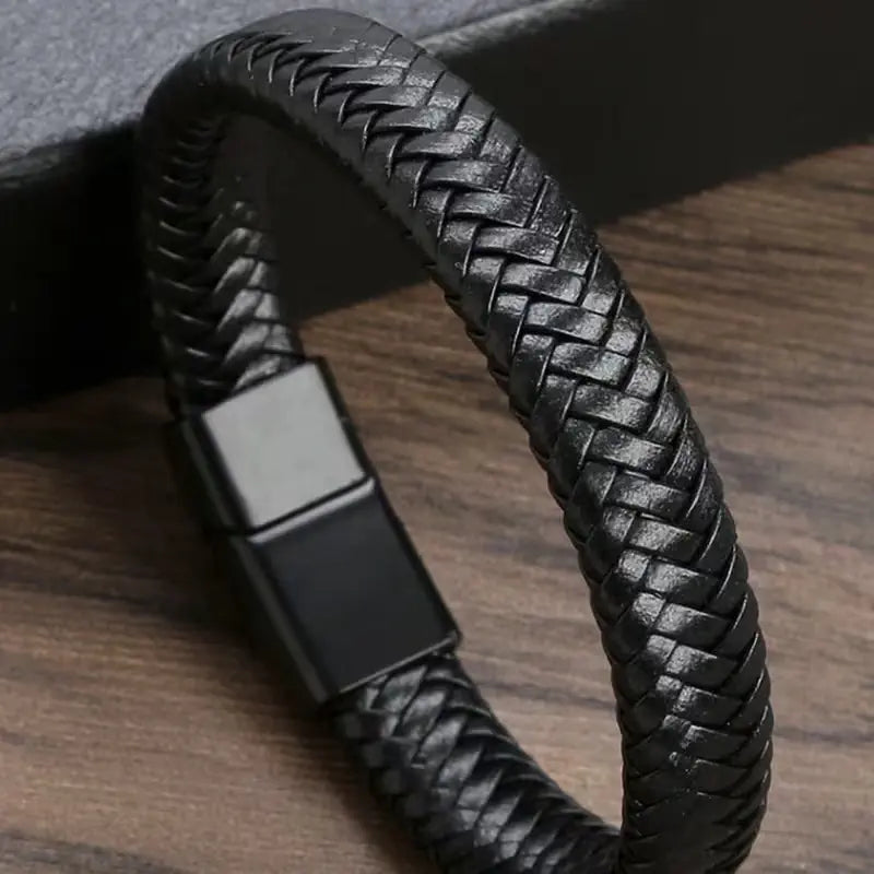 Braided Leather Bracelet with Modern Minimalist Style