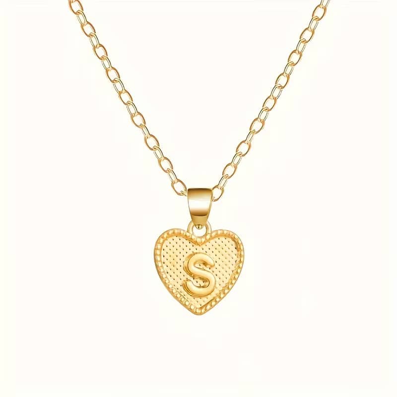 Gold Heart Initial Necklace for Women Stainless Steel Letter Pendant Necklace Personalized Alphabet Jewelry