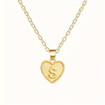 Gold Heart Initial Necklace for Women Stainless Steel Letter Pendant Necklace Personalized Alphabet Jewelry