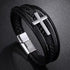 Layered Cross Leather Bracelet with Modern Woven Style