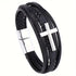 Layered Cross Leather Bracelet with Modern Woven Style