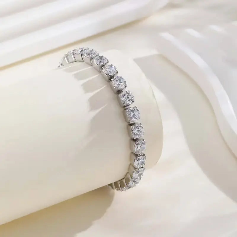 Stainless Steel CZ Tennis Bracelet – Elegant Sparkling Chain Jewelry for Everyday Luxury and Special Occasions