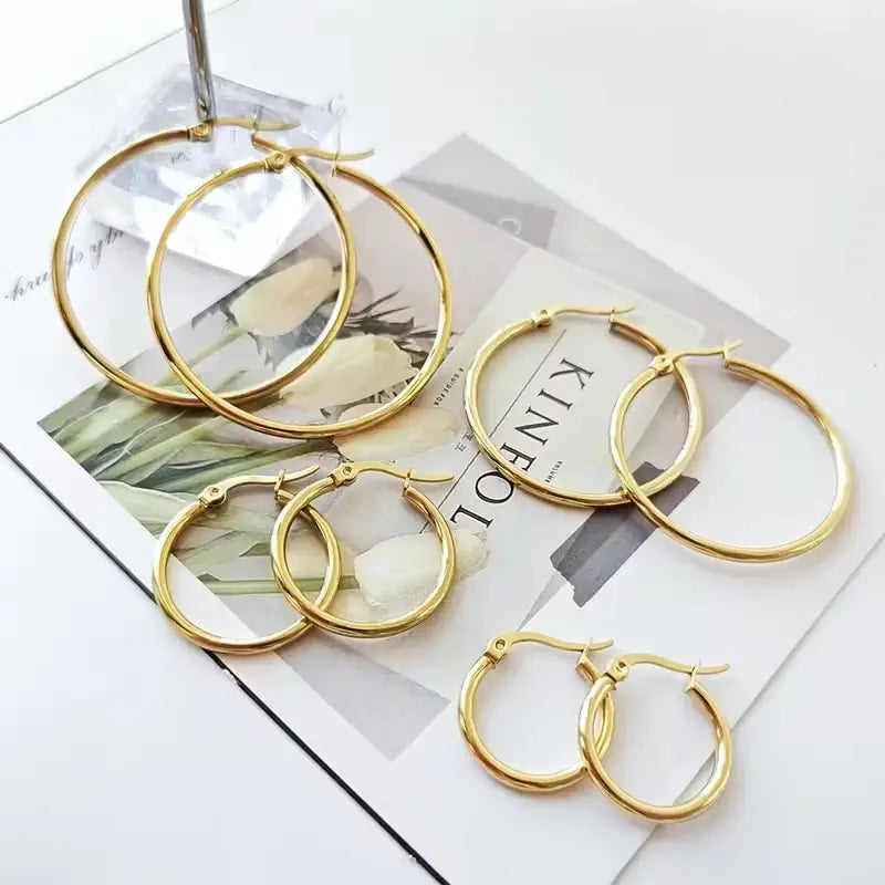 Gold Hoop Earrings for Women Hypoallergenic Round Hoop Earrings Minimalist Statement Jewelry