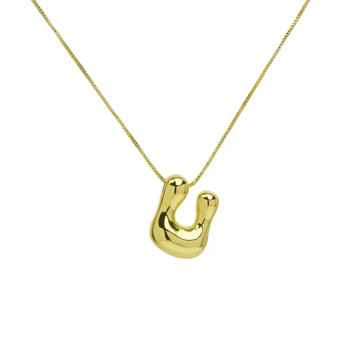 Bubble Letter Pendant Necklace in Stainless Steel – Trendy Minimalist Initial Jewelry for Everyday Style
