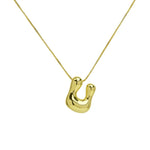 Bubble Letter Pendant Necklace in Stainless Steel – Trendy Minimalist Initial Jewelry for Everyday Style