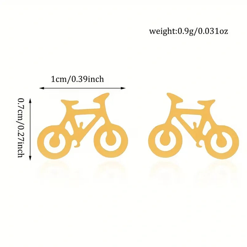 Stainless Steel Bicycle Stud Earrings Set for Women Gift