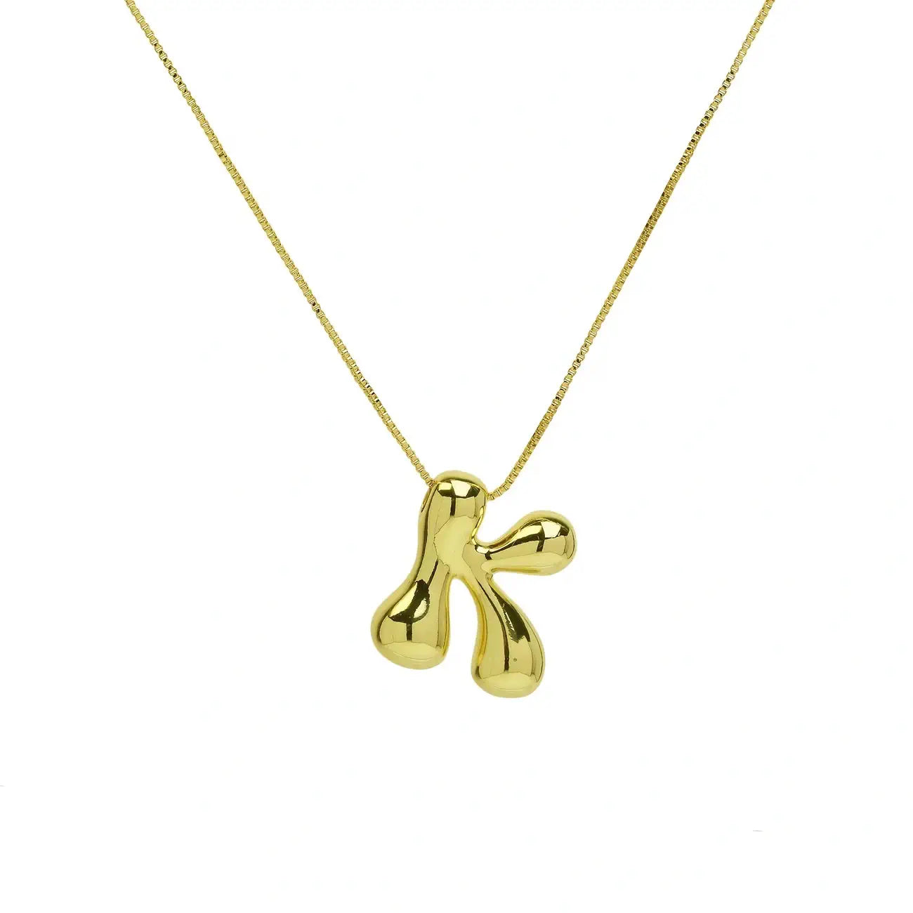 Bubble Letter Pendant Necklace in Stainless Steel – Trendy Minimalist Initial Jewelry for Everyday Style