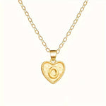 Gold Heart Initial Necklace for Women Stainless Steel Letter Pendant Necklace Personalized Alphabet Jewelry