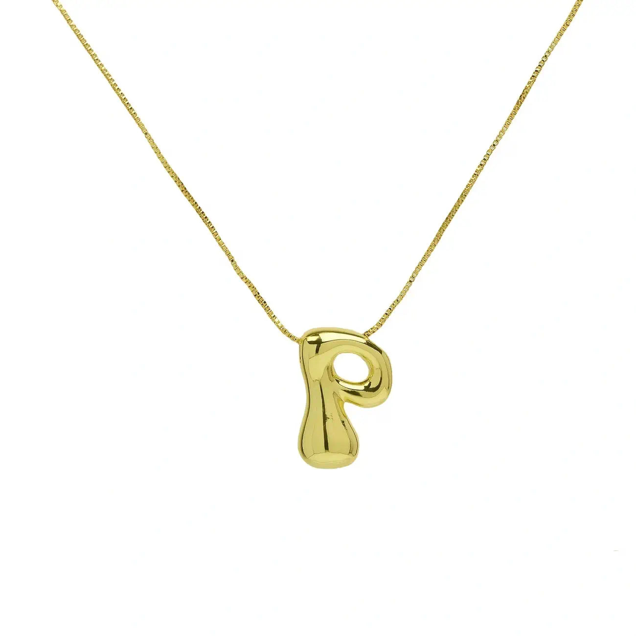 Bubble Letter Pendant Necklace in Stainless Steel – Trendy Minimalist Initial Jewelry for Everyday Style