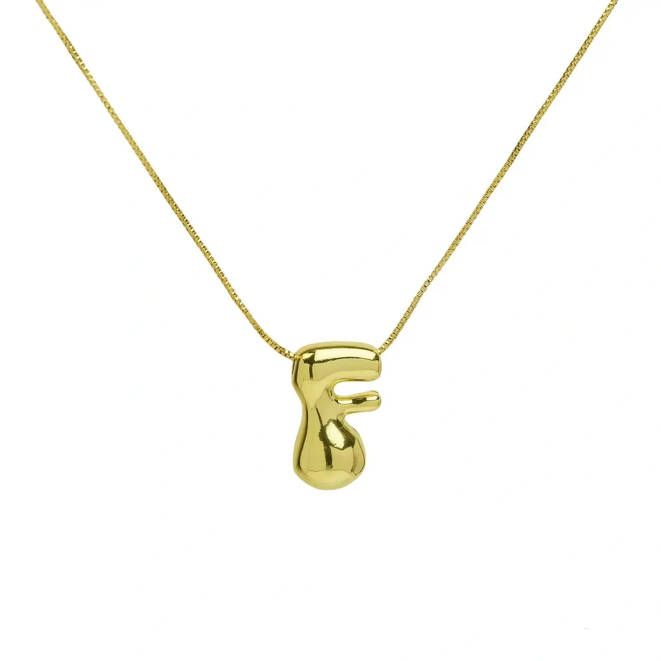 Bubble Letter Pendant Necklace in Stainless Steel – Trendy Minimalist Initial Jewelry for Everyday Style