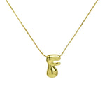 Bubble Letter Pendant Necklace in Stainless Steel – Trendy Minimalist Initial Jewelry for Everyday Style