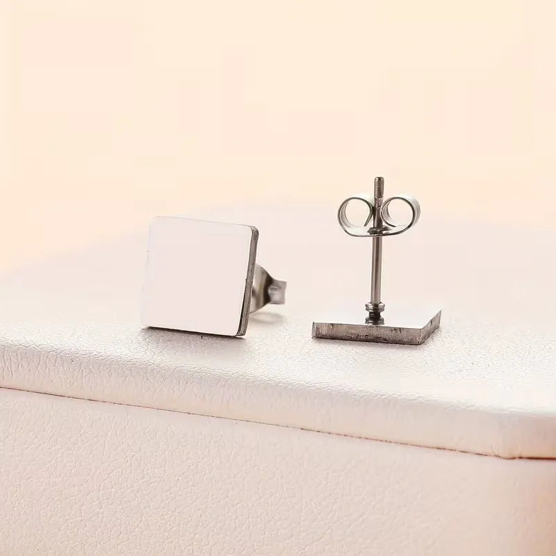 Minimalist Square Stud Earrings Set Stainless Steel Hypoallergenic Everyday Earrings for Women 3 Colors