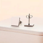 Minimalist Square Stud Earrings Set Stainless Steel Hypoallergenic Everyday Earrings for Women 3 Colors