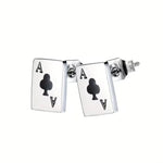 Ace Card Stud Earrings for Women Titanium Steel Poker Earrings Cute Playing Card Jewelry Gift
