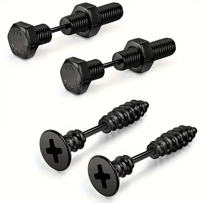 Screw Dumbbell Stud Earrings Stainless Steel Punk Jewelry