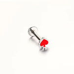 Poker Card Cartilage Stud Earrings Set – Stainless Steel Spade Club Heart Diamond Piercing Jewelry