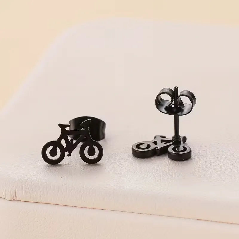 Stainless Steel Bicycle Stud Earrings Set for Women Gift