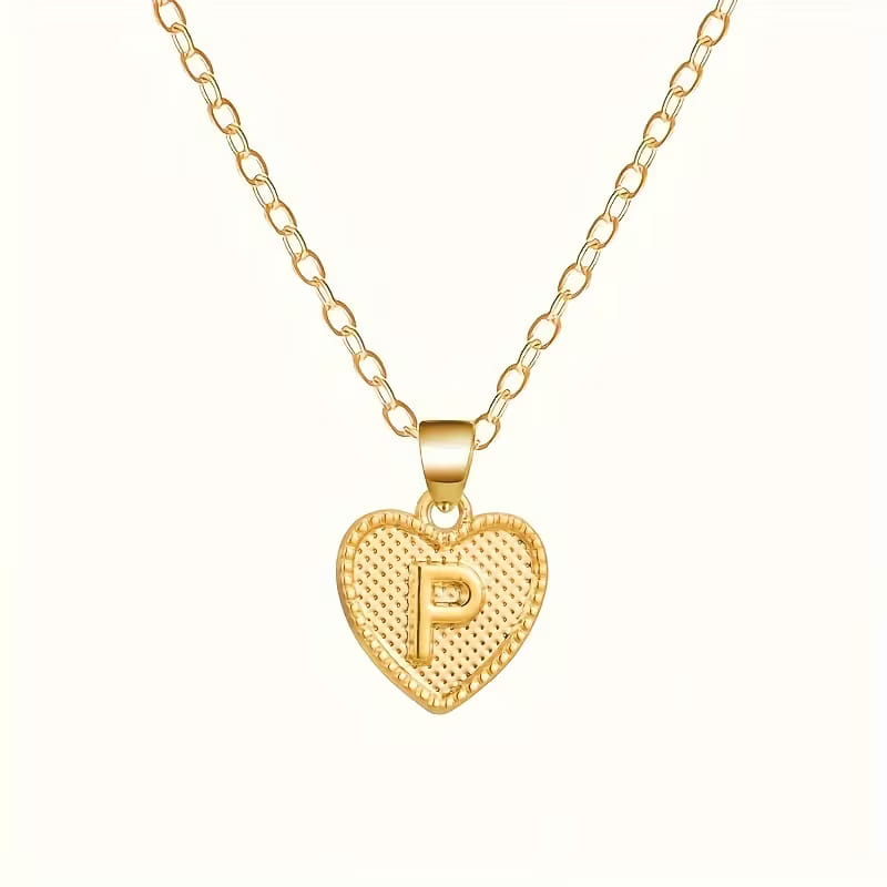 Gold Heart Initial Necklace for Women Stainless Steel Letter Pendant Necklace Personalized Alphabet Jewelry