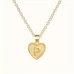 Gold Heart Initial Necklace for Women Stainless Steel Letter Pendant Necklace Personalized Alphabet Jewelry