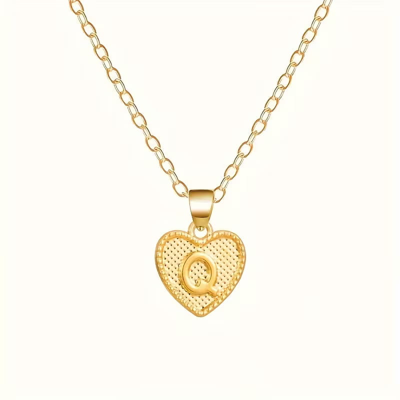 Gold Heart Initial Necklace for Women Stainless Steel Letter Pendant Necklace Personalized Alphabet Jewelry