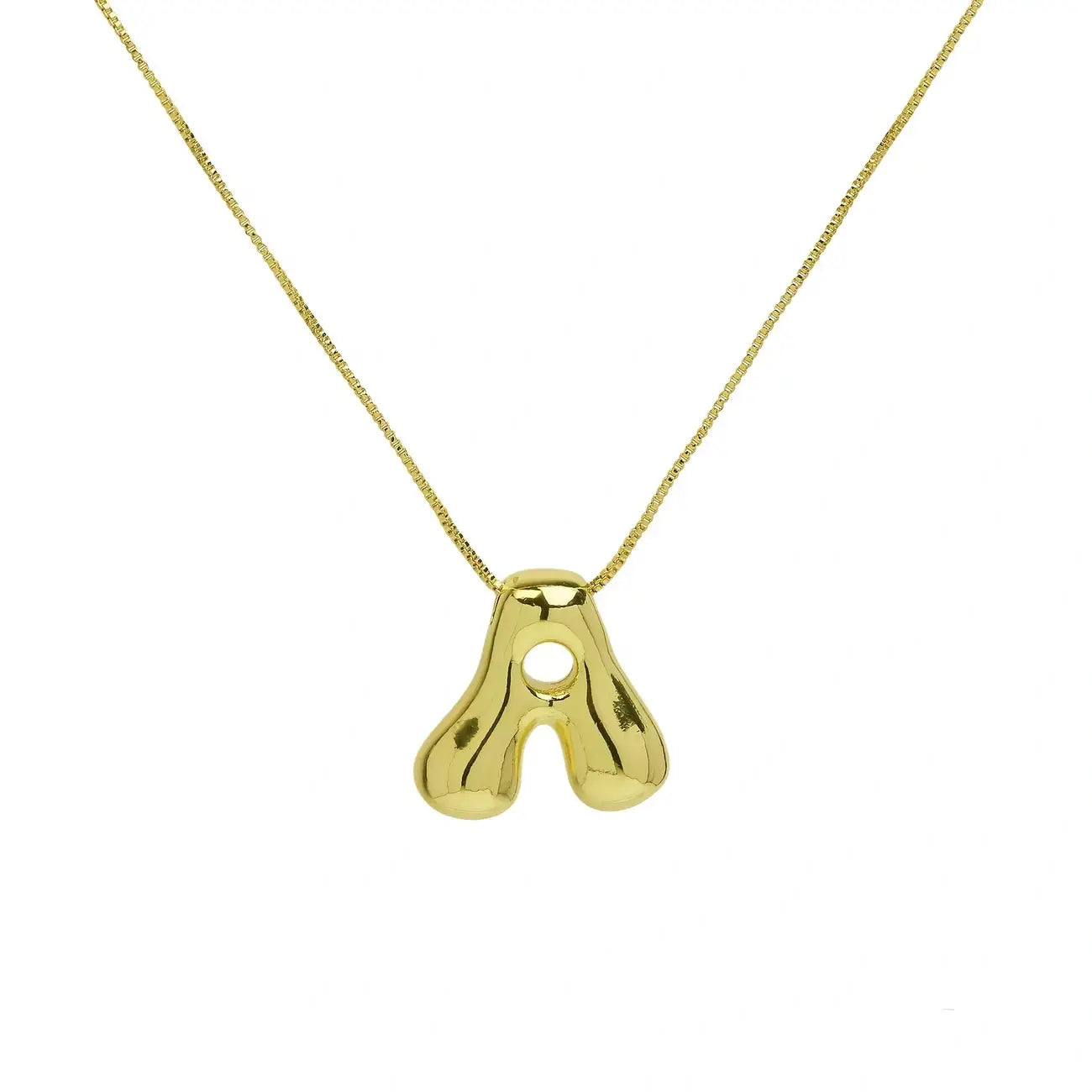 Bubble Letter Pendant Necklace in Stainless Steel – Trendy Minimalist Initial Jewelry for Everyday Style