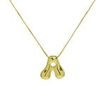 Bubble Letter Pendant Necklace in Stainless Steel – Trendy Minimalist Initial Jewelry for Everyday Style